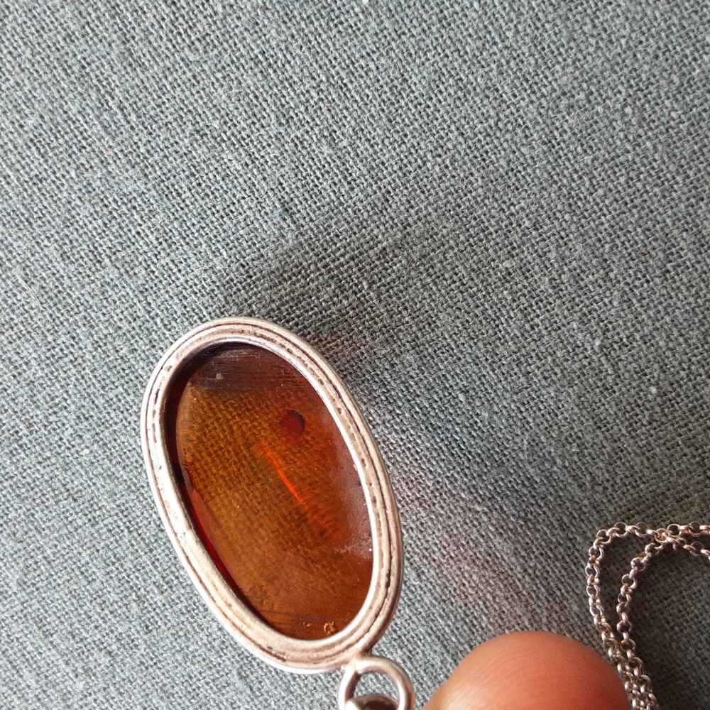 Genuine amber sterling silver necklace - Picture 7 of 16